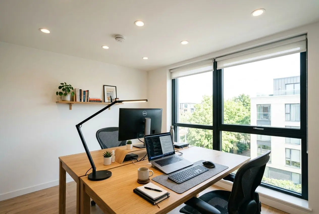 Bureau bien éclairé avec spots LED