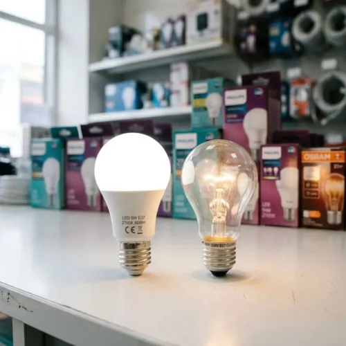 Comparaison ampoule LED et incandescente