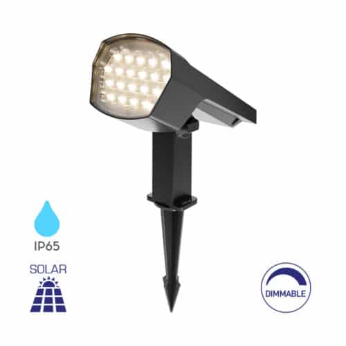 spot LED solaire extérieur IP65 dimmable éclairage jardin étanche autonome