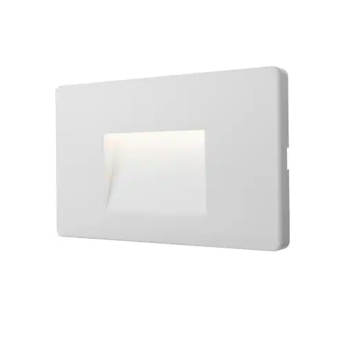 Applique LED extérieure IP65 3W 3EN1 Blanche, éclairage mural biseauté avec diffuseur rectangulaire intégré.