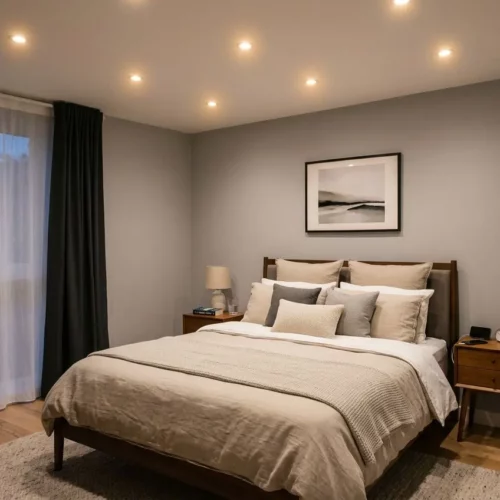 Spots encastrables LED dans une chambre de 12m²