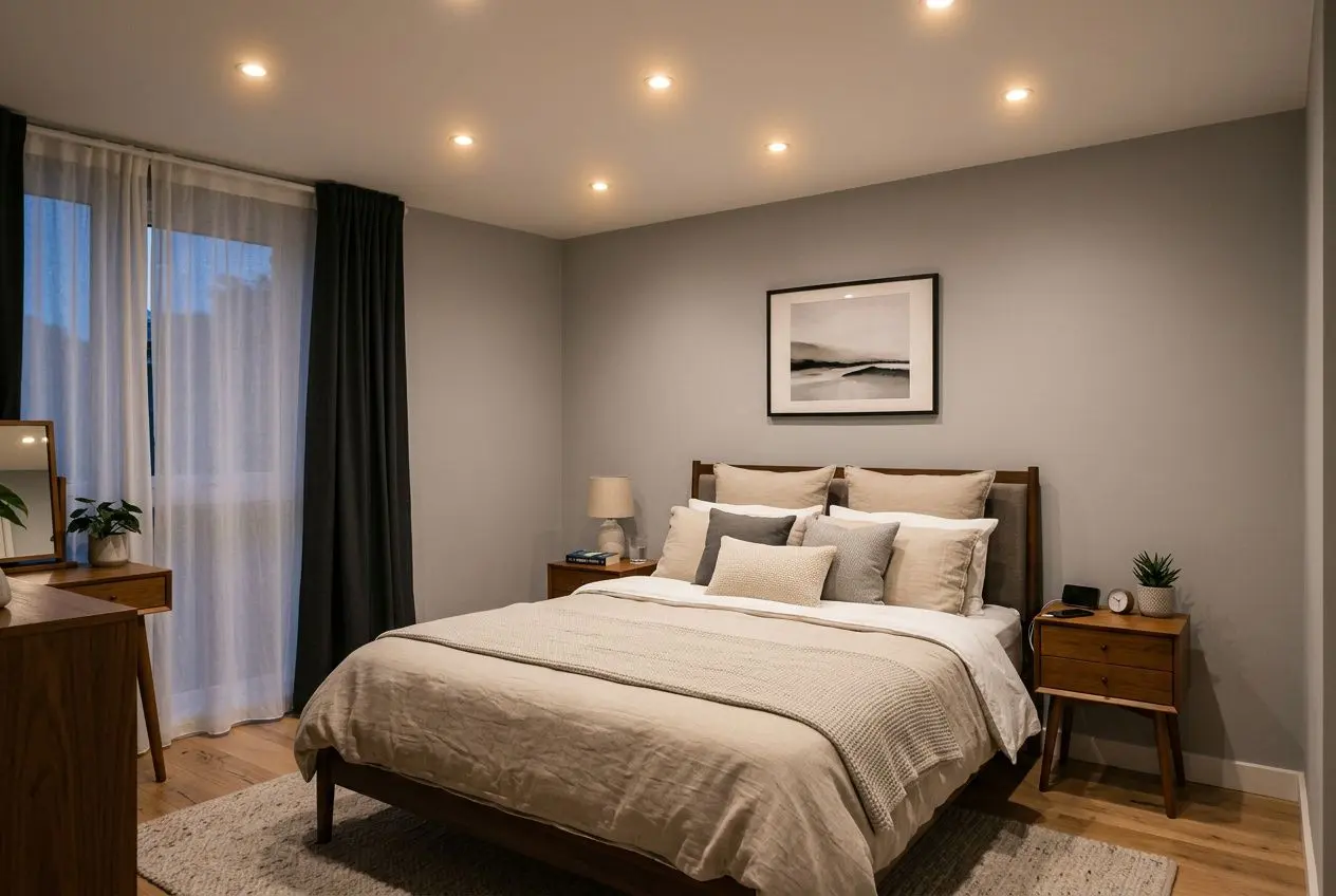 Spots encastrables LED dans une chambre de 12m²