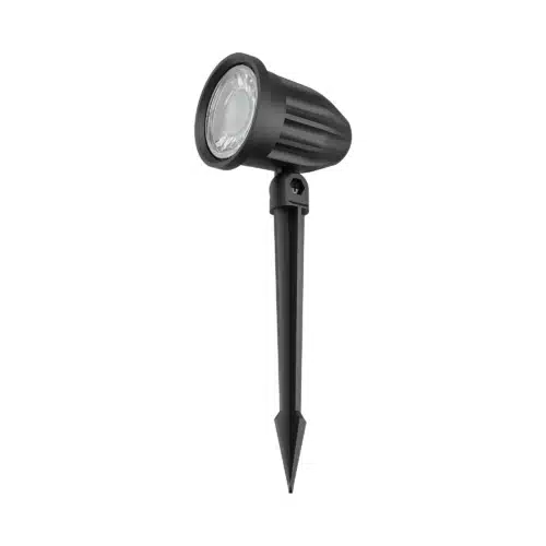 Projecteur LED sur piquet de 7W, 3000K, IP65 avec piquet pointu et support rotatif. Alture lumineuse 700 lumens.