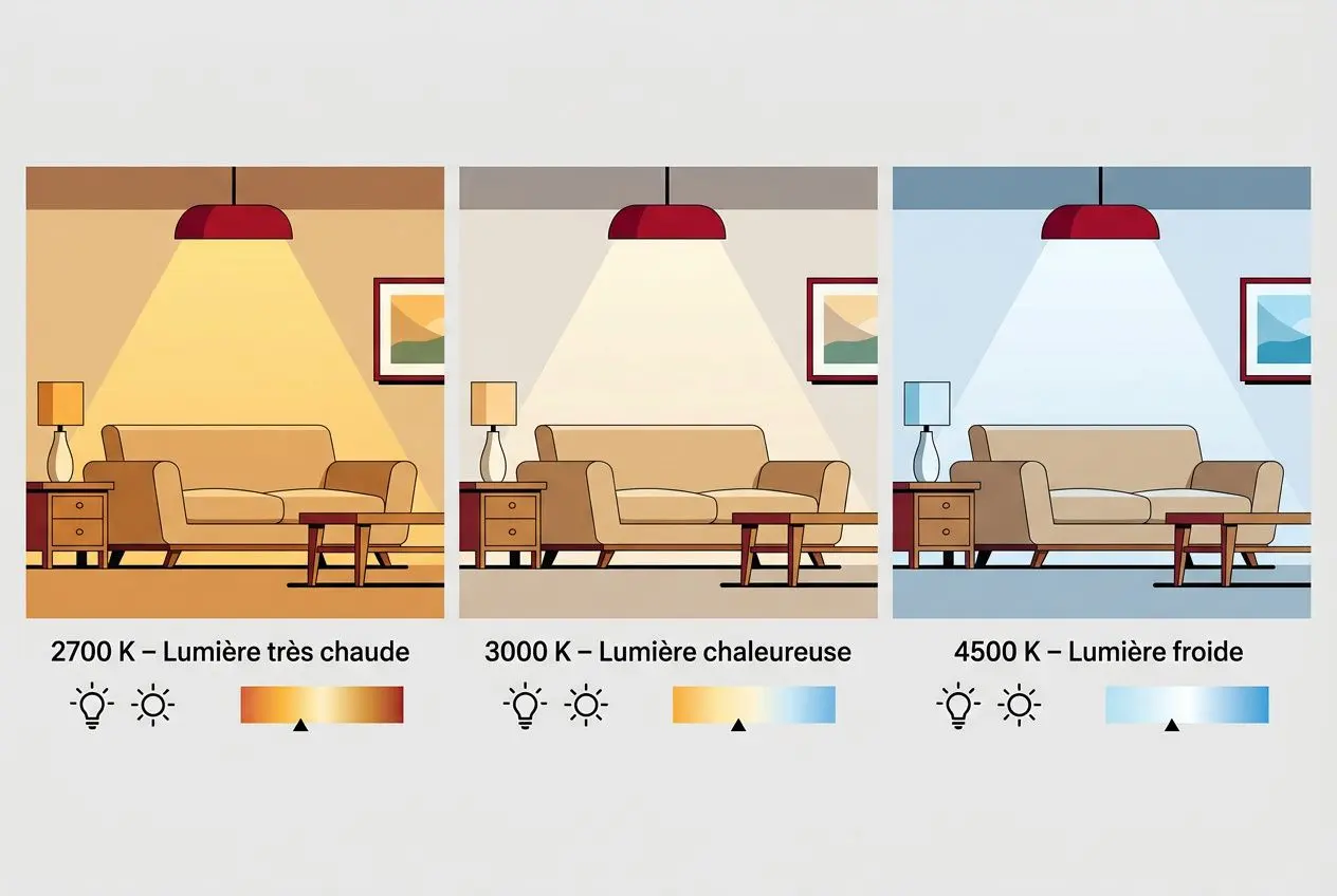 Comparaison températures de couleur pour salon
