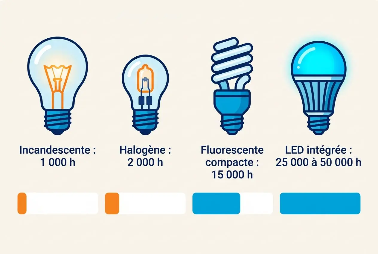 Comparatif durée de vie LED vs ampoules traditionnelles