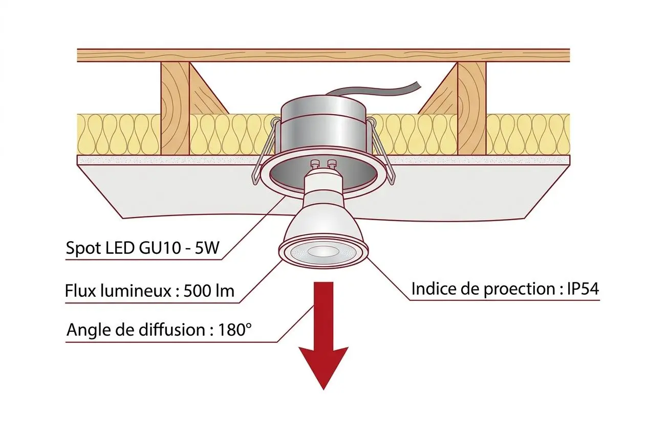 Schéma spot LED encastrable GU10