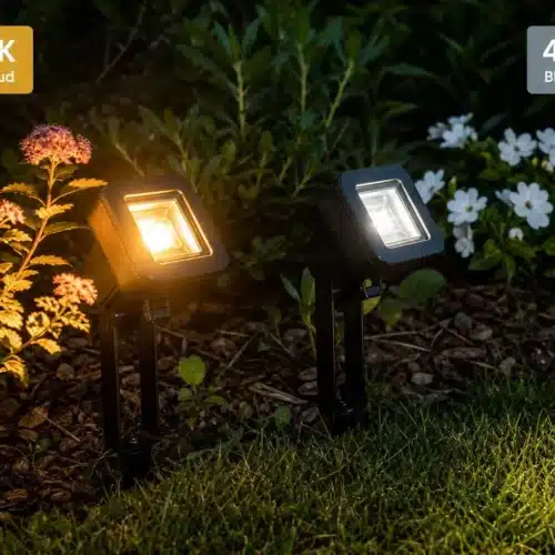 Comparaison éclairage 3000K et 4000K en jardin