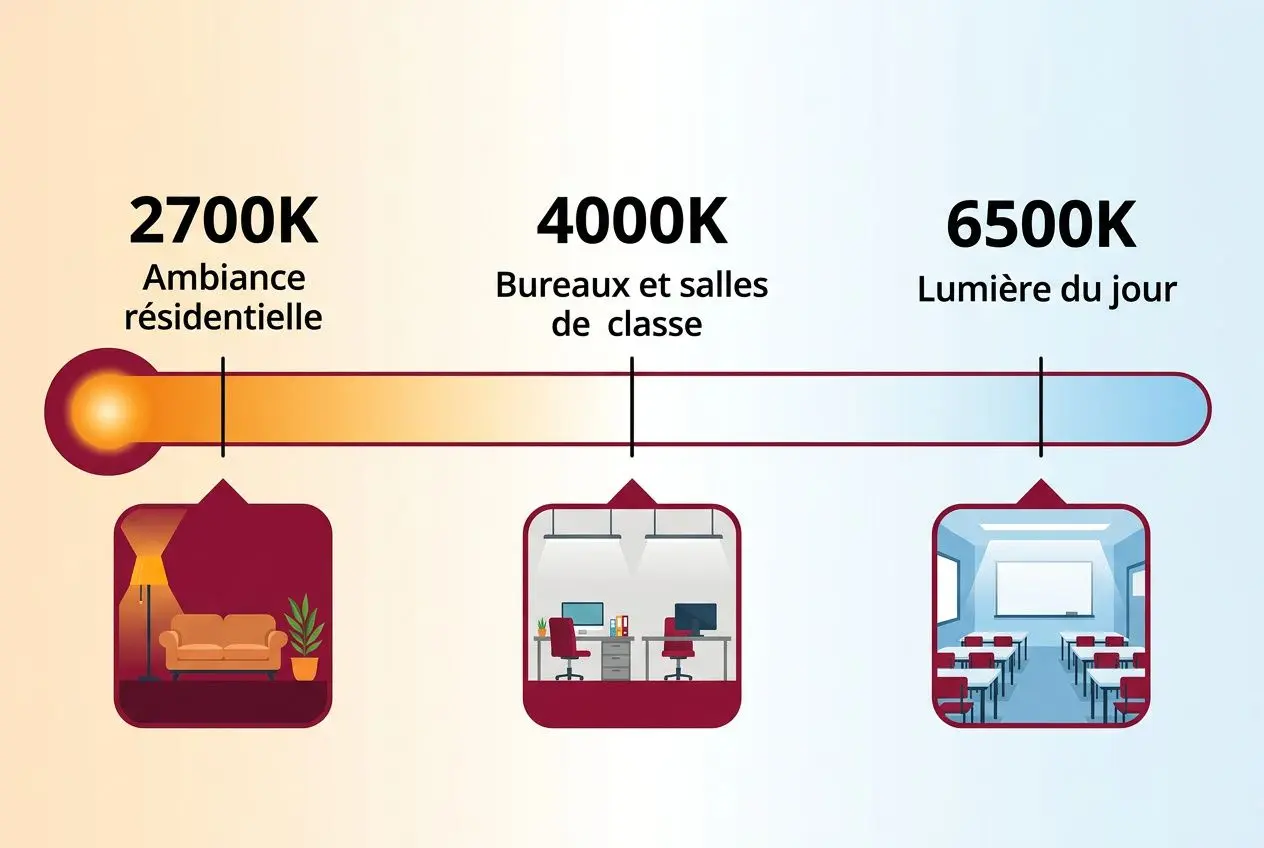 Échelle de température de couleur des lampes LED