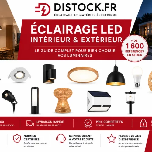 Éclairage LED intérieur et extérieur avec spots, ampoules, plafonniers, suspensions, appliques et luminaires LED - Distock.fr